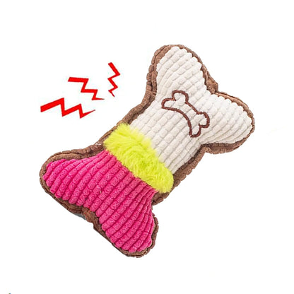 Squeaky Plush Dog Bone Chew Toy